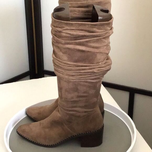 Steve Madden Wein Knee-High Tall Slouch Boot Women's Size 6.5 Western Boho Tan - Picture 1 of 14